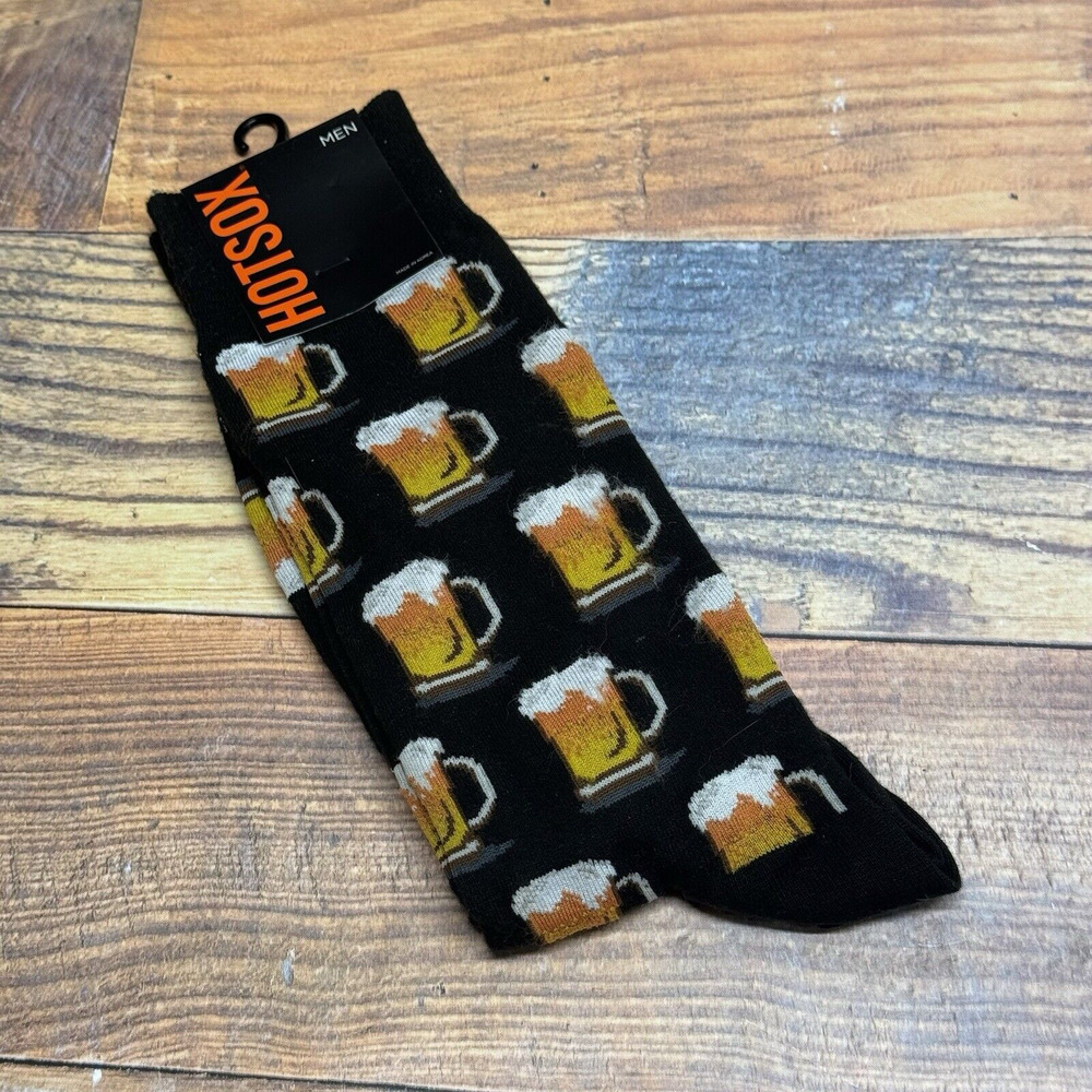 HOTSOX Black Beer Socks Men's Shoe Size‎ 6-12 Hot Sox NEW!